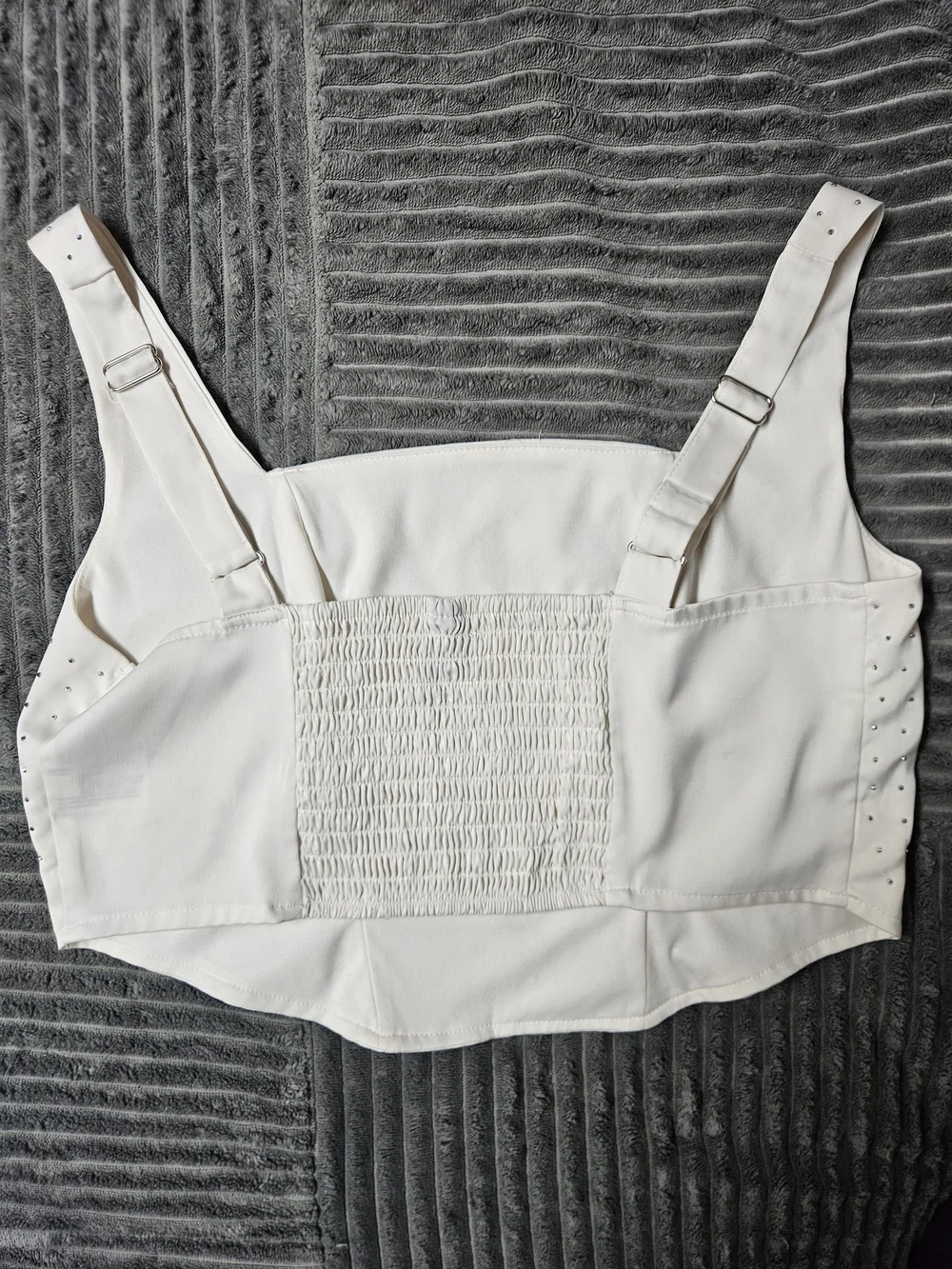 wild fable White Rhinestone Square-Neck Crop Top - Picture 3 of 4
